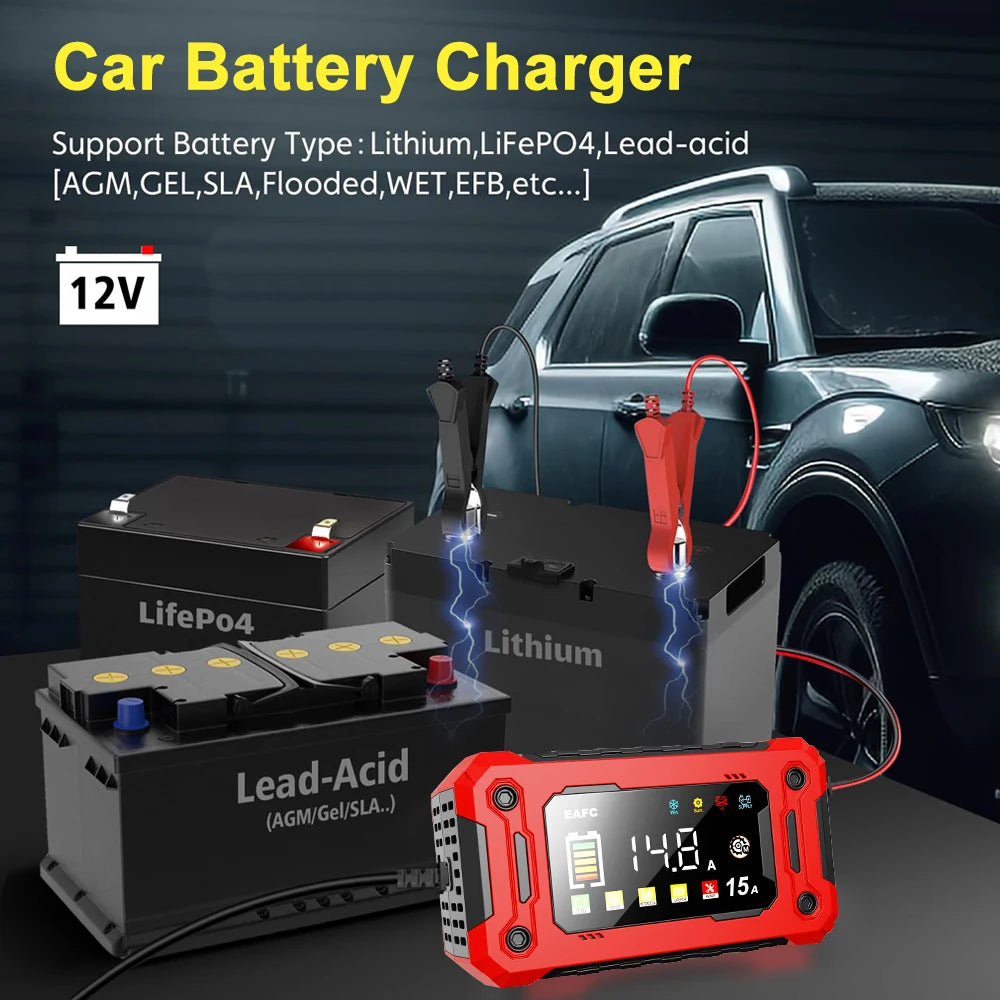 Newest 12V Car Battery Charger 15A/8A